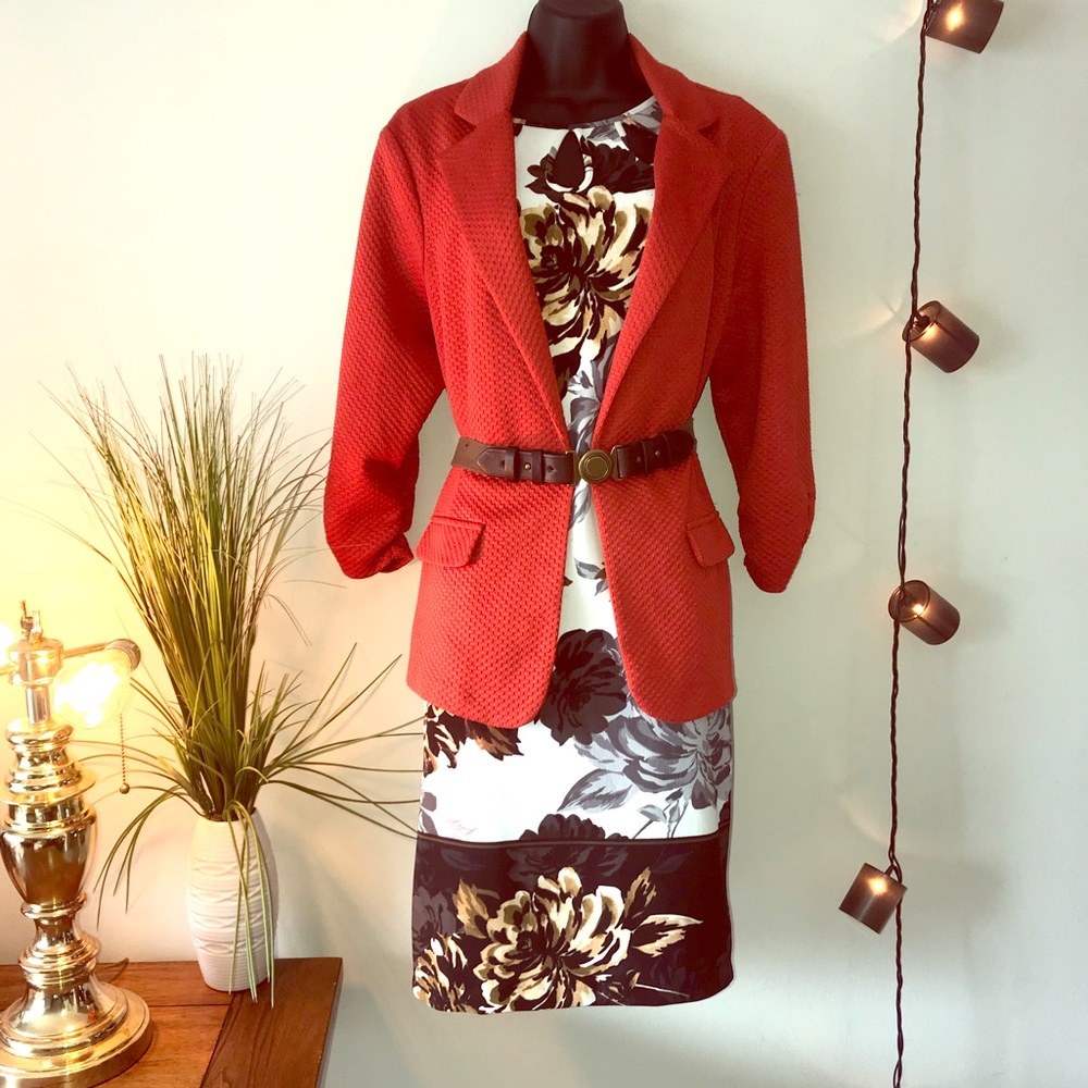 Cream Flower Dress with Cut Out Detail
